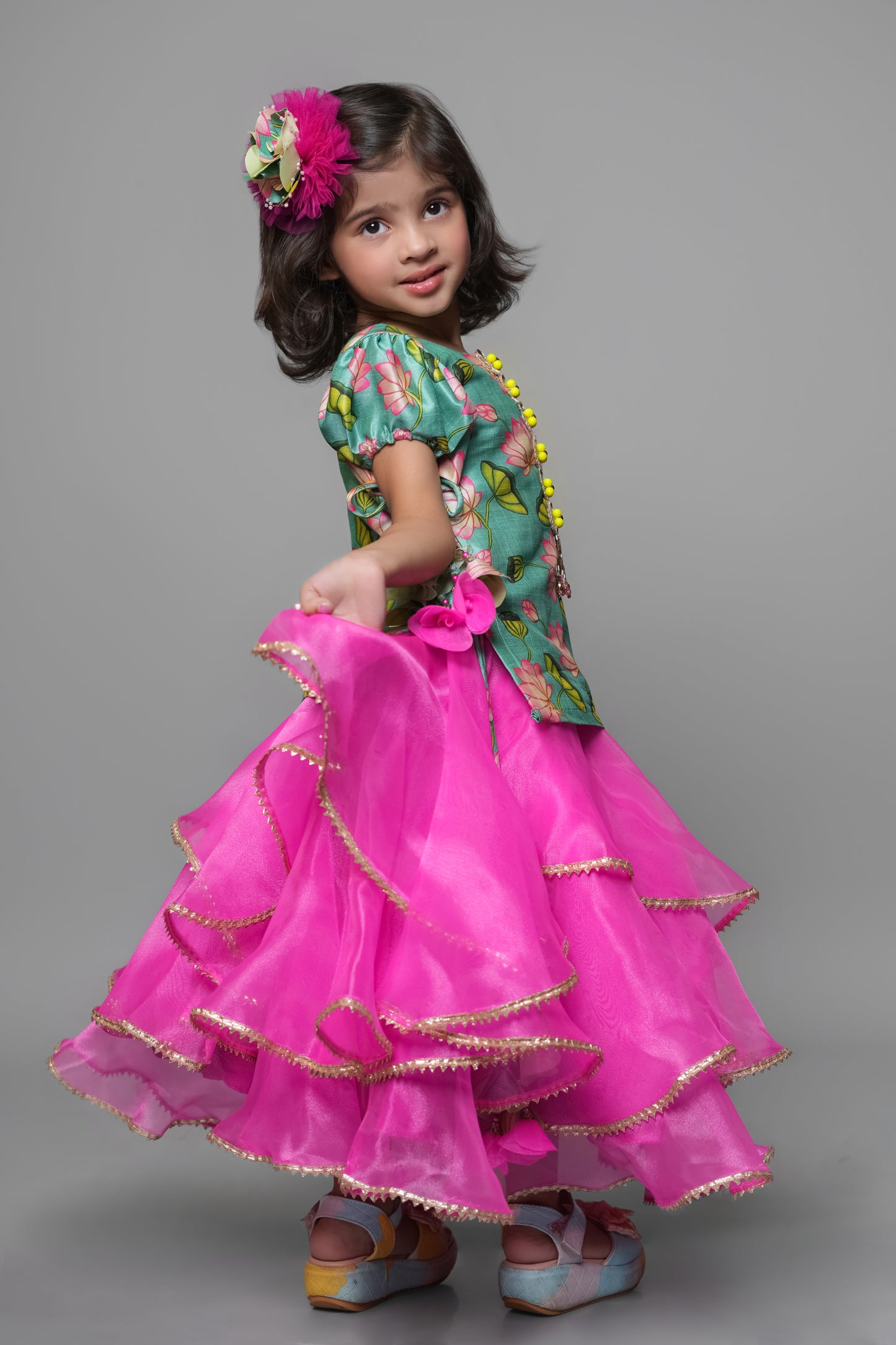Tissue Lehenga With Blended Cotton Top