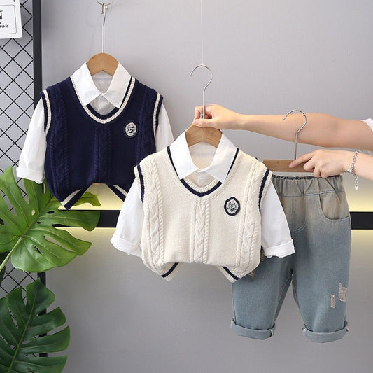 White & Blue Winter Sweater Set