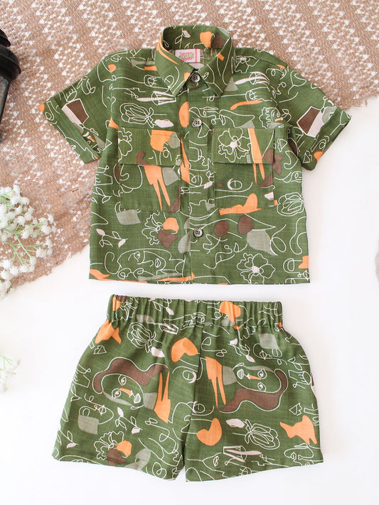 Olive Sketch Co-ord Set