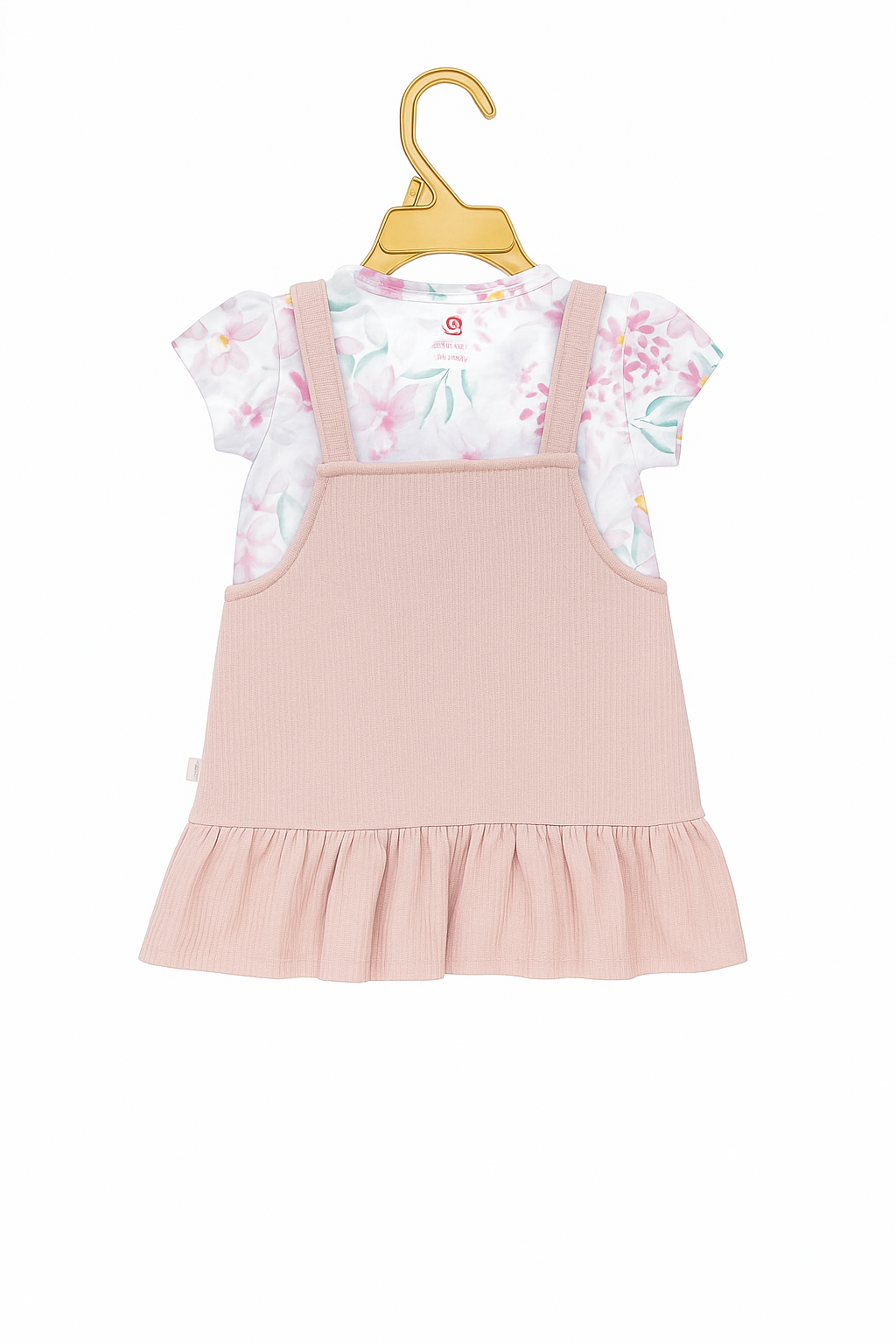 Blush Blossom Organic Pinafore & Tee Set