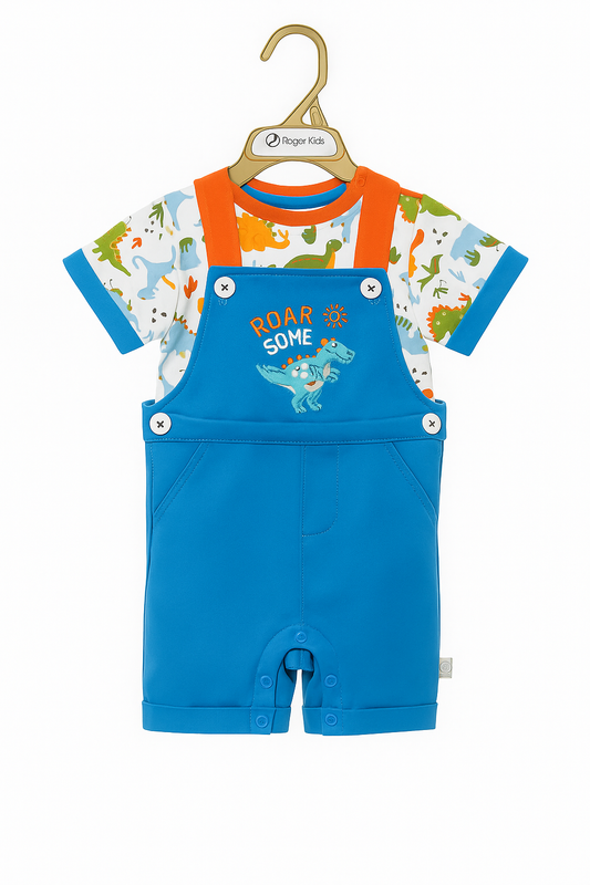 Roarsome Dino Organic Dungaree Set For Boys