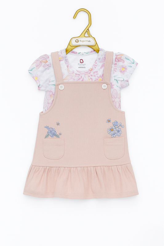 Blush Blossom Organic Pinafore & Tee Set
