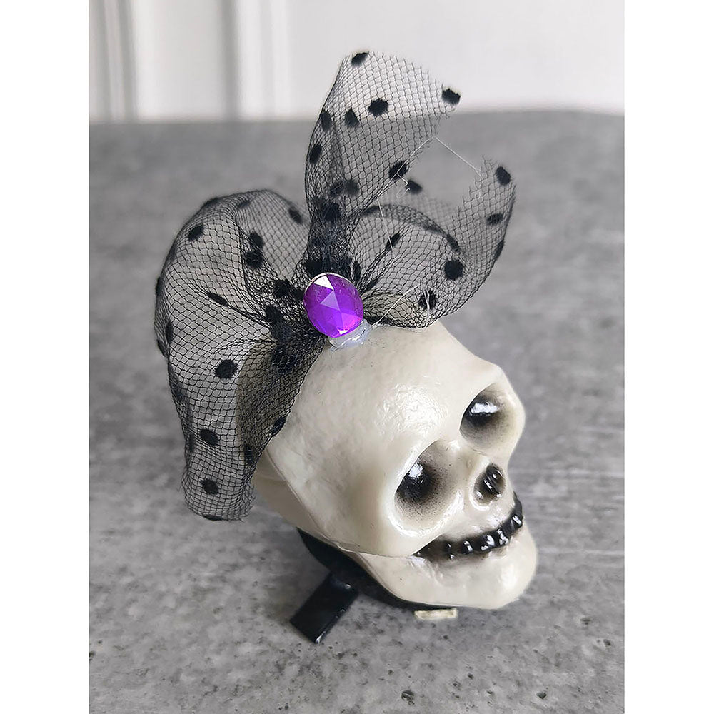 Purple Bling Skull Alligator Clip