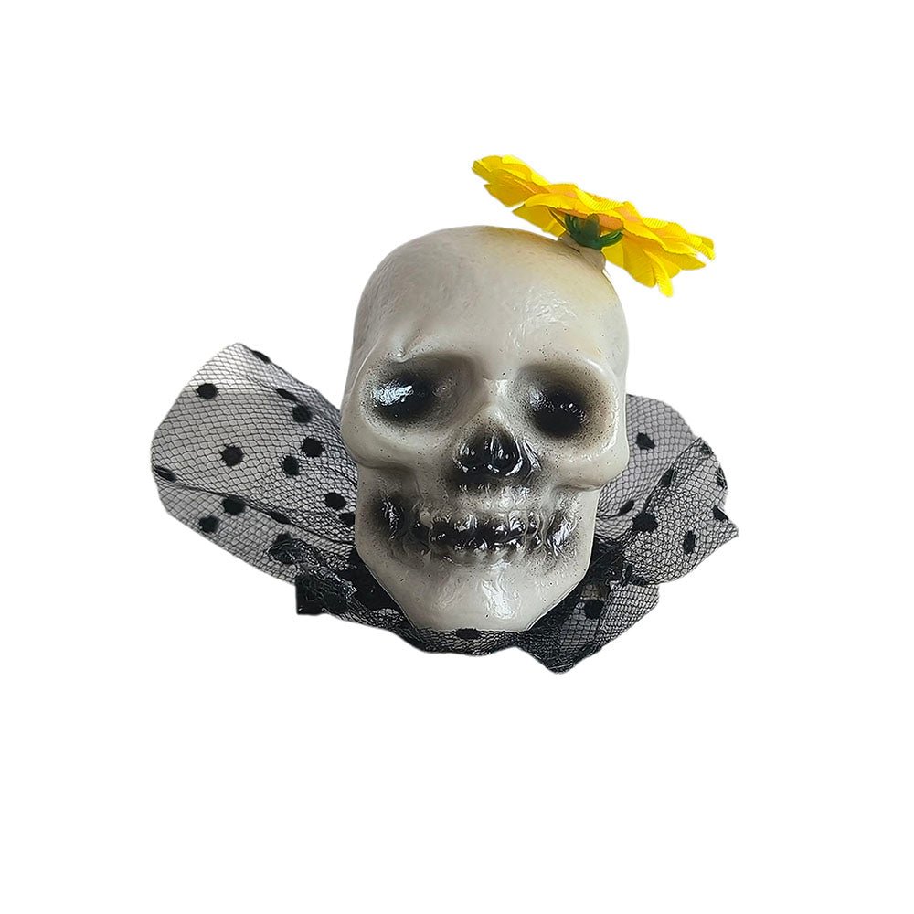 Yellow Flower Skull Alligator Clip