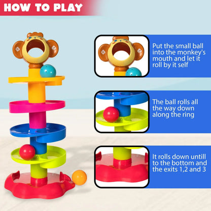 Kids Ball Tower Toy – 5 Layer Ball Drop and Roll Swirling Tower with Spinning Ball Ramp