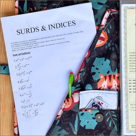 Notebook with 'Surds  for kids