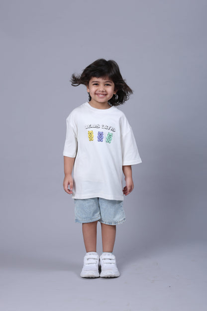 KYLE Bamboo Graphic T-Shirt – Berry Lucky Bear Print Kids T-Shirt