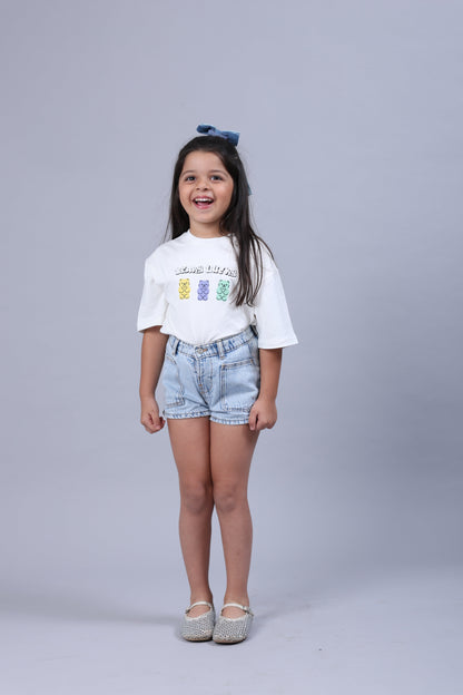 KYLE Bamboo Graphic T-Shirt – Berry Lucky Bear Print Kids T-Shirt