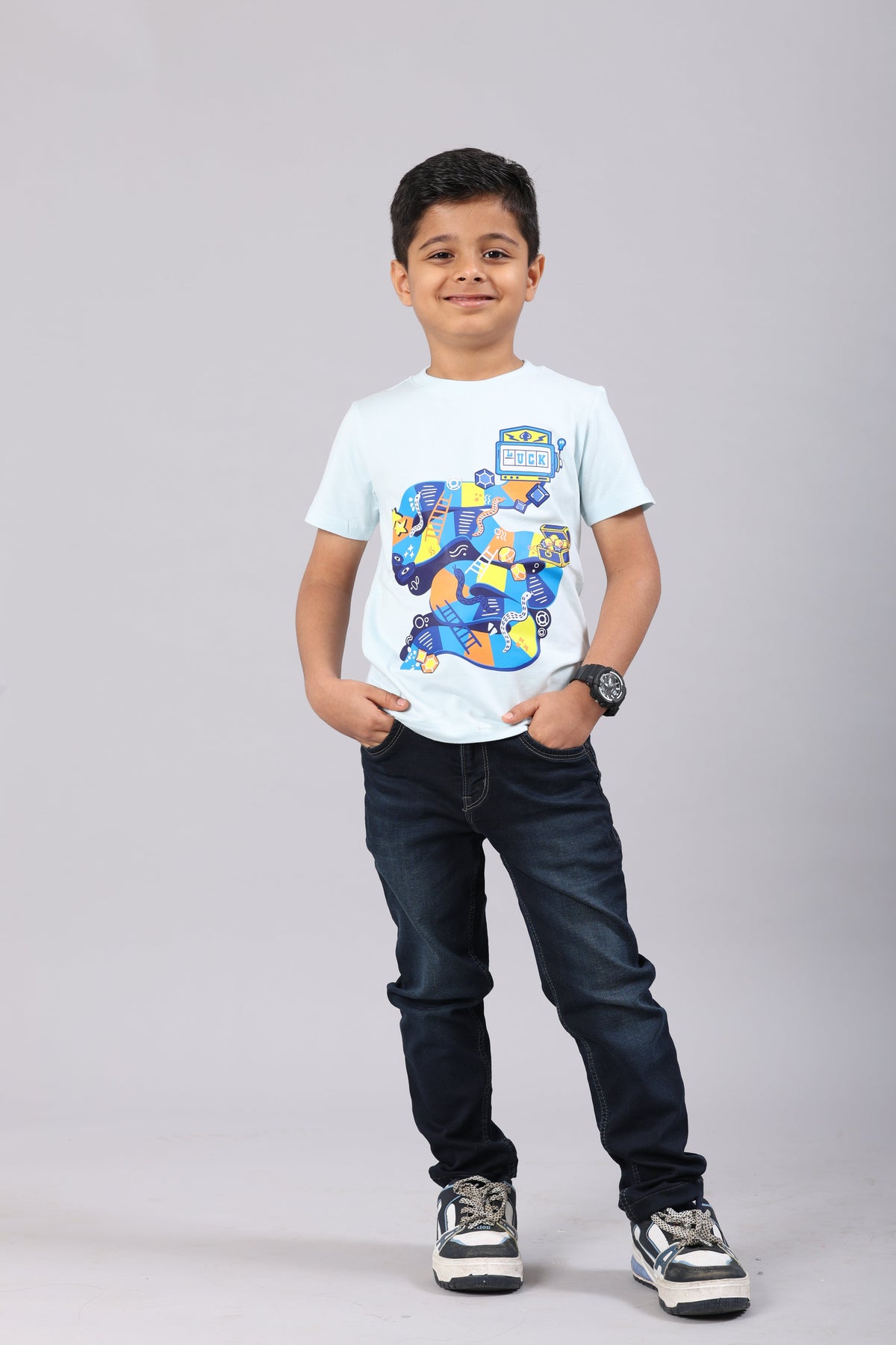 WILLOW Bamboo Graphic T-Shirt – Snakes & Ladders Print Kids T-Shirt