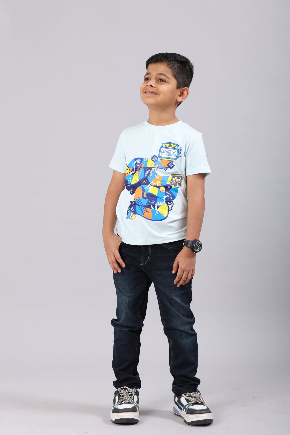 WILLOW Bamboo Graphic T-Shirt – Snakes & Ladders Print Kids T-Shirt
