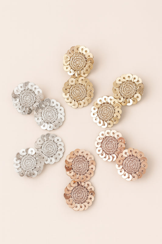 Choko Set of 6 Alligator Sequin Hairclips - Sparkling Circles - Gold, Silver