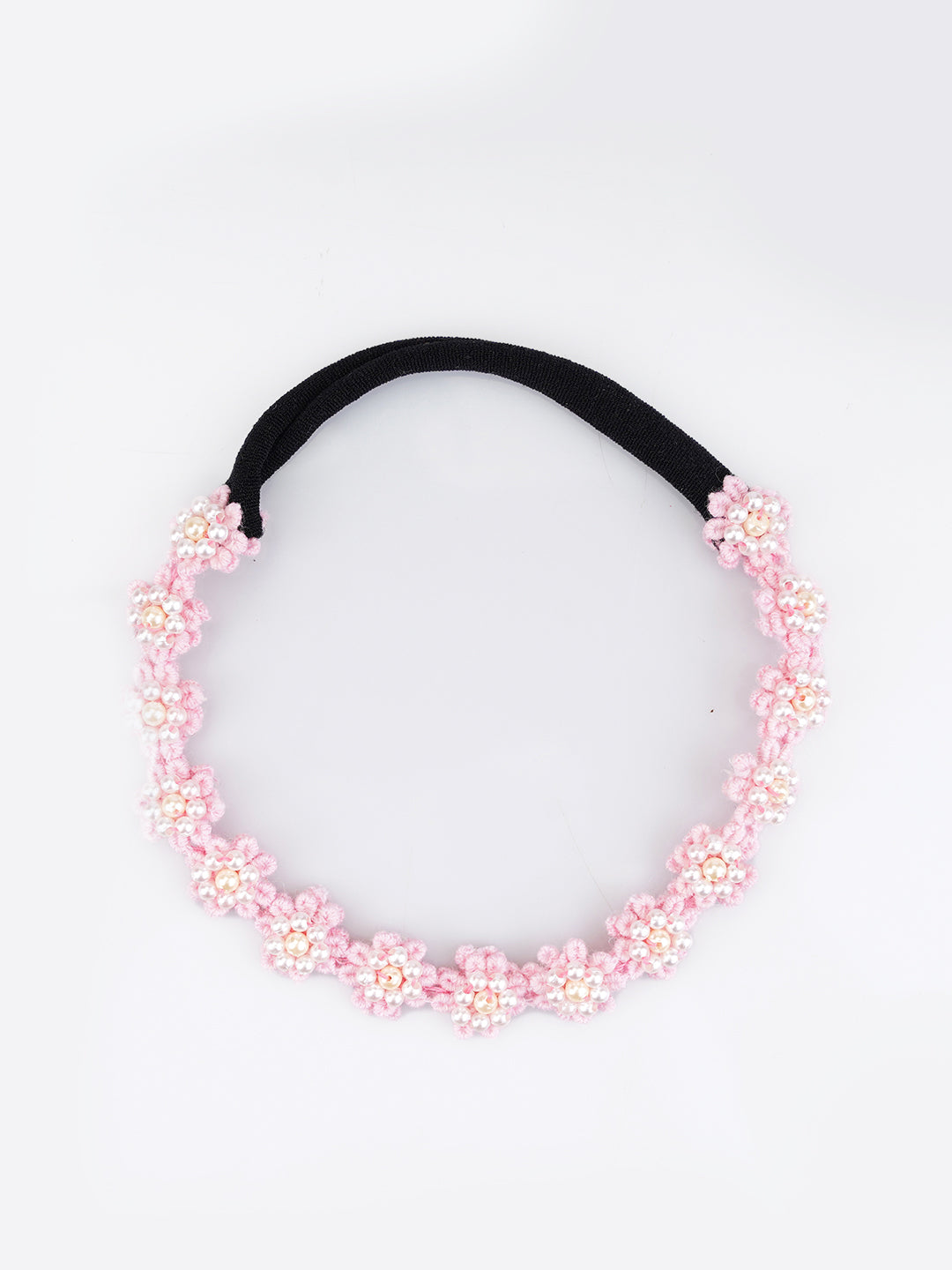 Choko Floral Lace Beaded Hair Band - Pretty in - Pink with Cream and White Pearls