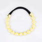 Choko Yellow Floral Beaded Hair Band - Sunshine Blooms - Yellow with Cream and White Pearls