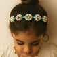 Choko Beaded Floral Pearl Hairband Hair Accessory with Rhinestones and Flowers for Girls - Blue