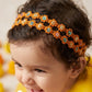 Choko Floral Sequin Crochet Hairband Handcrafted with Cheerful Crochet Flower for Girls - Orange