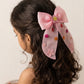 Choko Floral Embellished Bow Hairclip Large with Colorful Embroidery Details for Girls - Pink