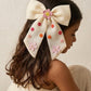 Choko Floral Embellished Bow Hairclip Elegant with Intricate Colorful Embroidery for Girls - Cream