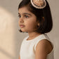 Choko Golden Glow Birthday Hairclip Regal with Pearls & Lace Accents for Baby Girls - Gold
