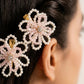 Choko Pair Of Crystal & Pearls Embellished Flower On Alligator Hair Clip - Off White & Pink