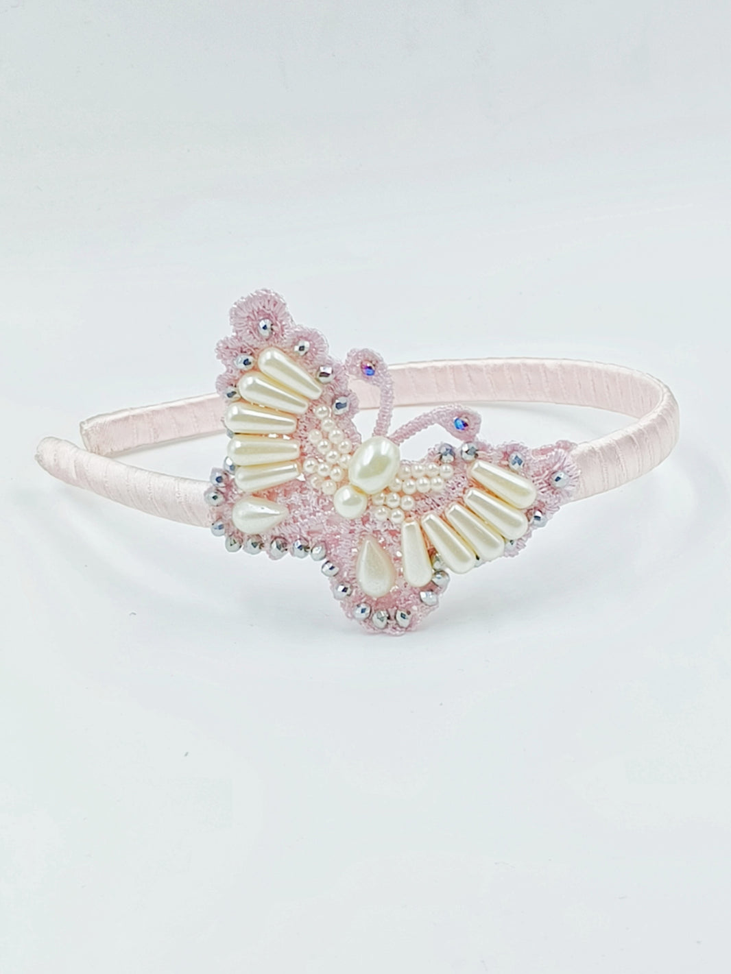 Choko Pink Butterfly-Shaped Hairband with Pearls - Choko Kids' Accessory