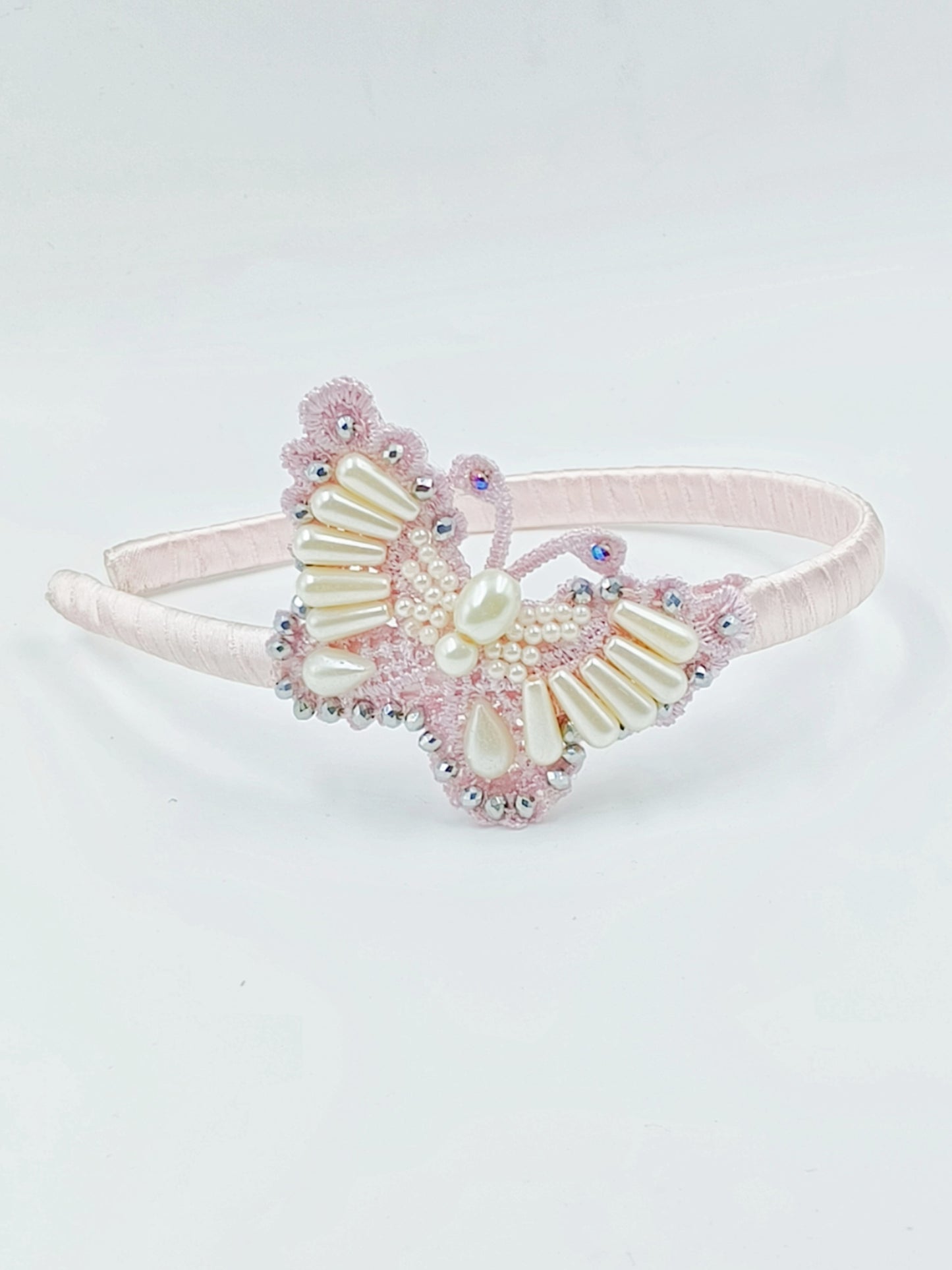 Choko Pink Butterfly-Shaped Hairband with Pearls - Choko Kids' Accessory