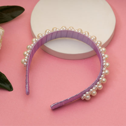 Choko Pearl Embellished Hairband for Girls | Elegant Party & Occasion Headband | purple