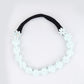 Choko Soft Blue Floral Beaded Hair Band - Graceful Blooms - Blue with Cream and White Pearls