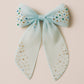 Choko Organza Bow Hairclip with Crystal Stone Embellishments - Blue, White, Yellow