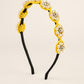 Choko Beaded Floral Pearl Hairband with Sunny Pearl Flowers and Cheerful Style for Girls - Yellow