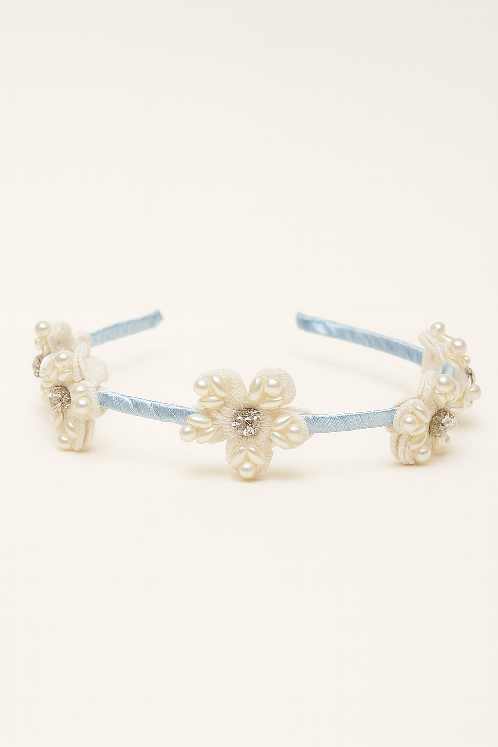 Choko Floral Beaded Hairband with Garden-Inspired Beads and Soft Hue for Girls - Light Blue