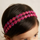 Choko Floral Sequin Crochet Hairband Handcrafted with Delicate Flower Accents for Girls - Berry Pink