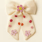 Choko Floral Embellished Bow Hairclip Elegant with Intricate Colorful Embroidery for Girls - Cream