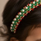 Choko Girls Beaded Headband with Tricolour Beads & Pearl Accents -Multicolour | Festive Kids Accessory