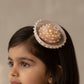 Choko Golden Glow Birthday Hairclip Regal with Pearls & Lace Accents for Baby Girls - Gold