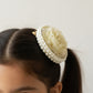 Choko Pearl & Gold Polka Dot Hairclip with Vintage Charm for Girls - Off White kids hair accessory
