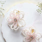 Choko Pair Of Crystal & Pearls Embellished Flower On Alligator Hair Clip - Off White & Pink