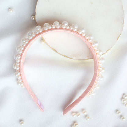 Choko Pearl Embellished Hairband for Girls | Elegant Party & Occasion Headband | Peach