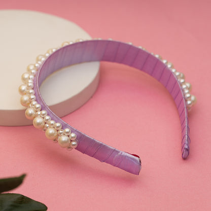 Choko Pearl Embellished Hairband for Girls | Elegant Party & Occasion Headband | purple