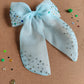 Choko Organza Bow Hairclip with Crystal Stone Embellishments - Blue, White, Yellow