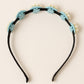 Choko Beaded Floral Pearl Hairband Hair Accessory with Rhinestones and Flowers for Girls - Blue
