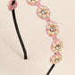 Choko Beaded Floral Pearl Hairband with Pearly Flowers and Elegant Touch for Girls - Light Pink