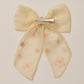 Choko Floral Embellished Bow Hairclip Elegant with Intricate Colorful Embroidery for Girls - Cream