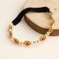 Choko Girls Beaded Headband with Golden Beads & Red Crystal Flowers -Red & Gold | Kids Accessory