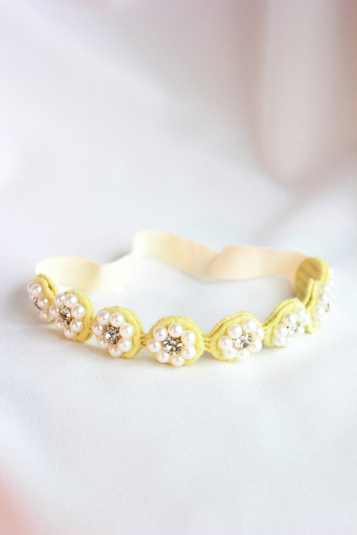 Choko Pearl Flower Detailing Headband - Yellow