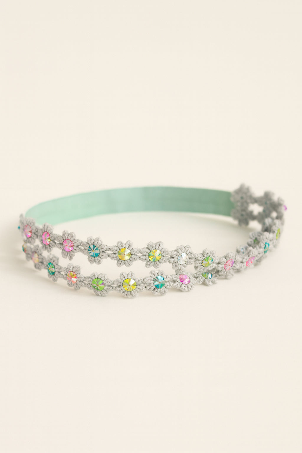 Choko Pearl Flower Detailing Headband - Light Blue