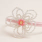 Choko Blue Floral Beaded Hairband with Pearls - Pink, Off White