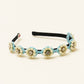 Choko Beaded Floral Pearl Hairband Hair Accessory with Rhinestones and Flowers for Girls - Blue