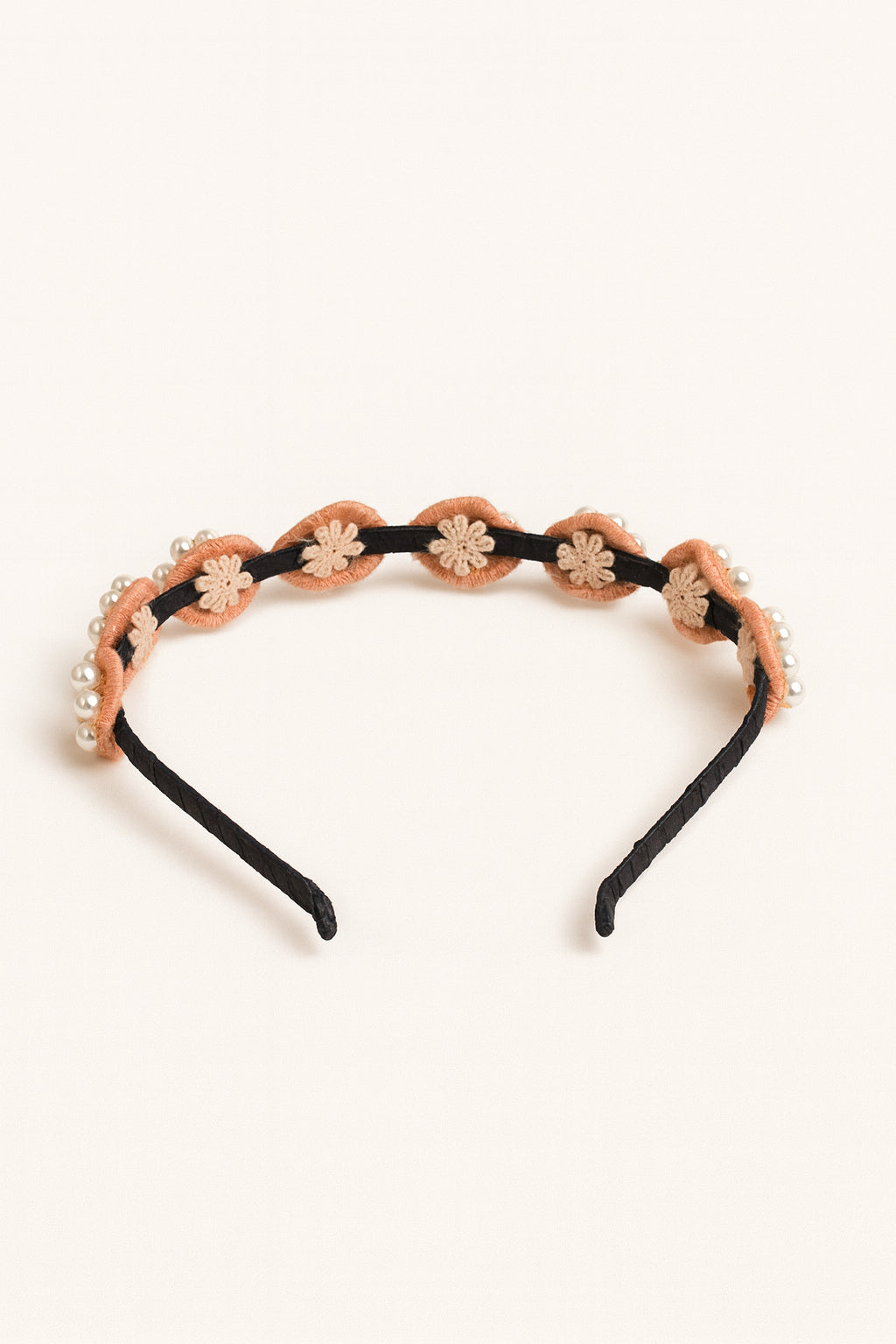 Choko Beaded Floral Pearl Hairband Hair Accessory with Pearls and Flowers for Girls - Pink