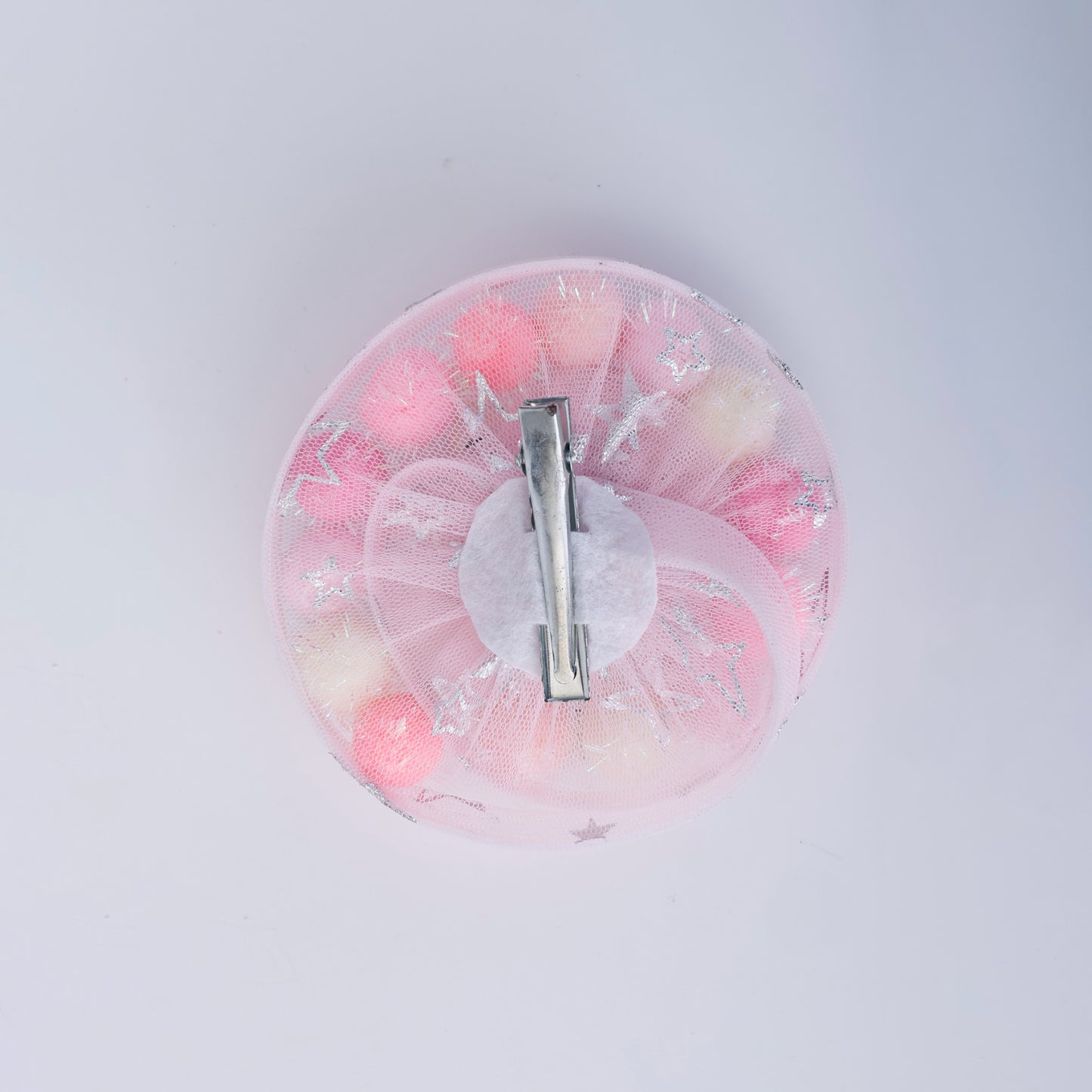 Choko Pastel Crown Pom-Pom Birthday Hairclip for Baby Girls with Glitter & Tulle - Multicolor