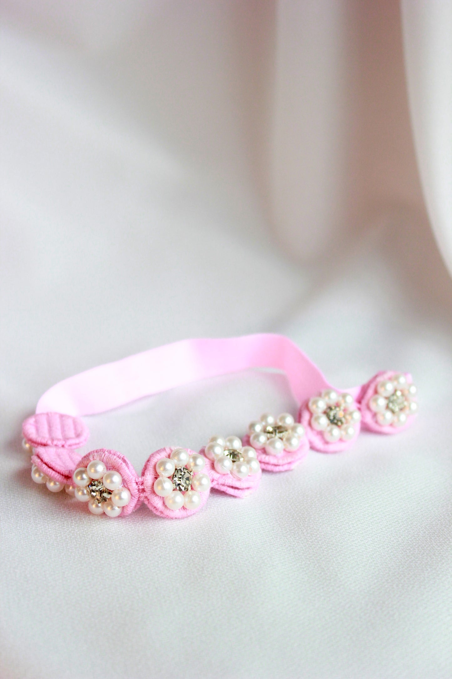 Choko Pearl Flower Detailing Headband - Pink